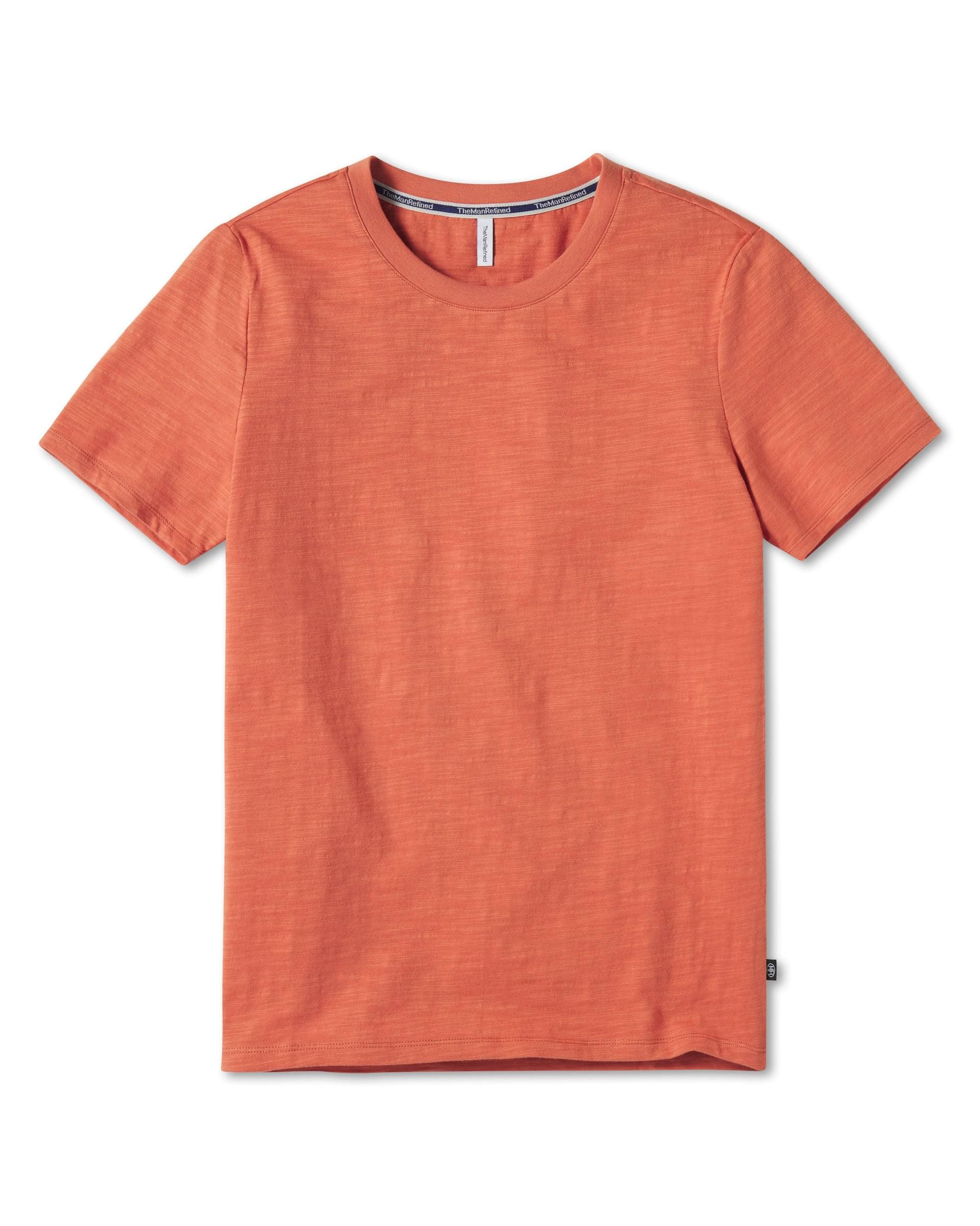 Cotton Slub Jersey Crewneck T-Shirt Refined The - Apricot Man 