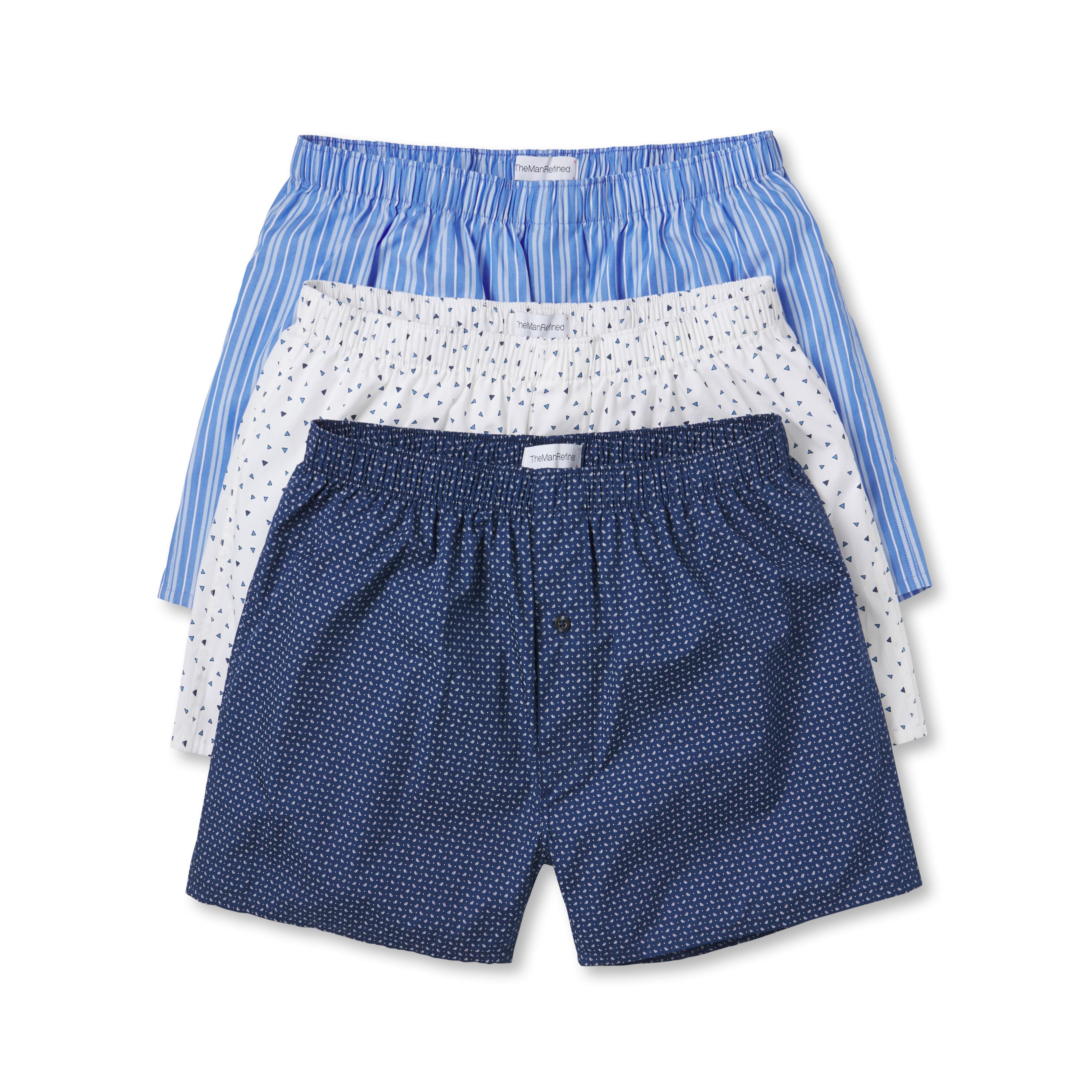 3-Pack 24/7 Woven Boxers Blues Combo