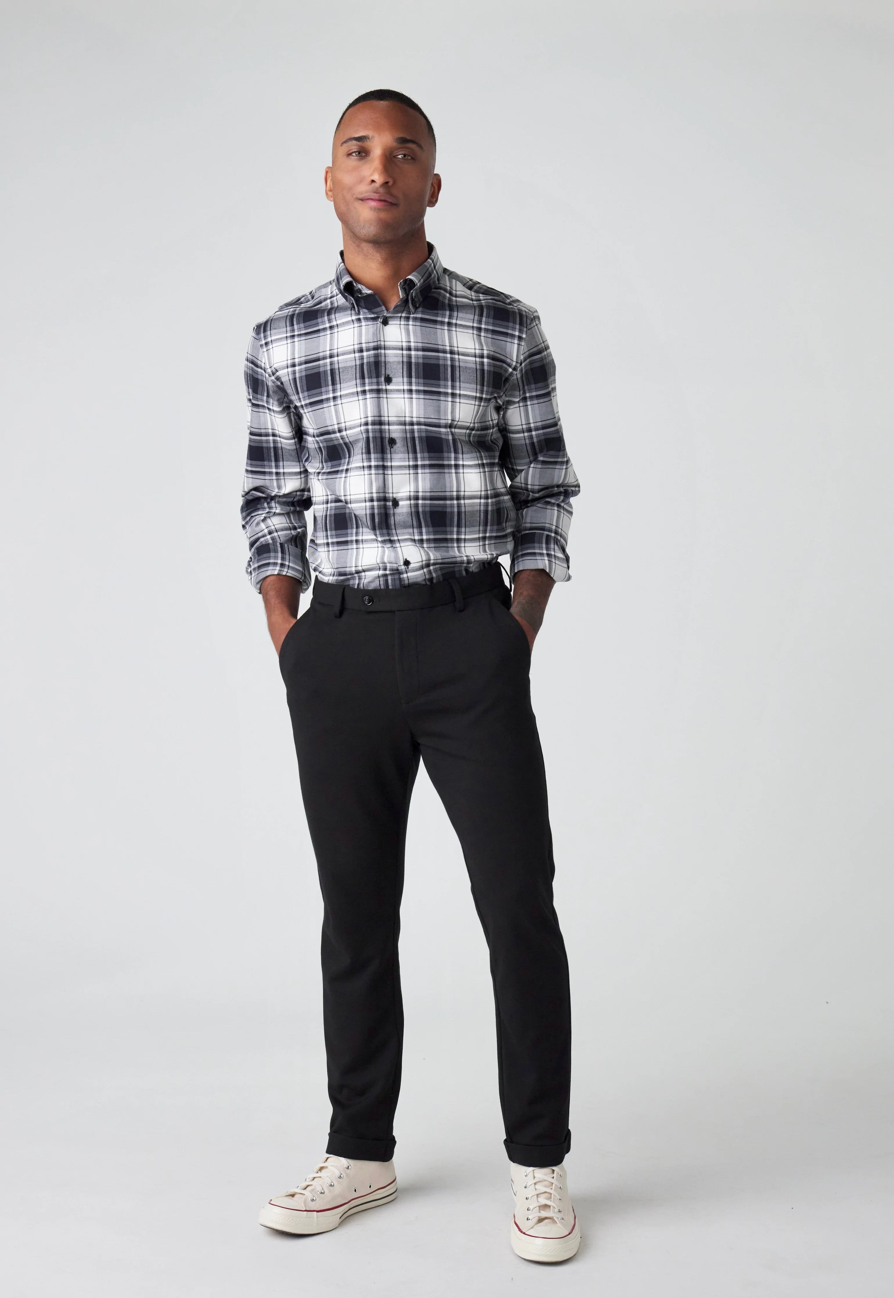 Plaid Flannel Shirt - Black/Cream | TheManRefined