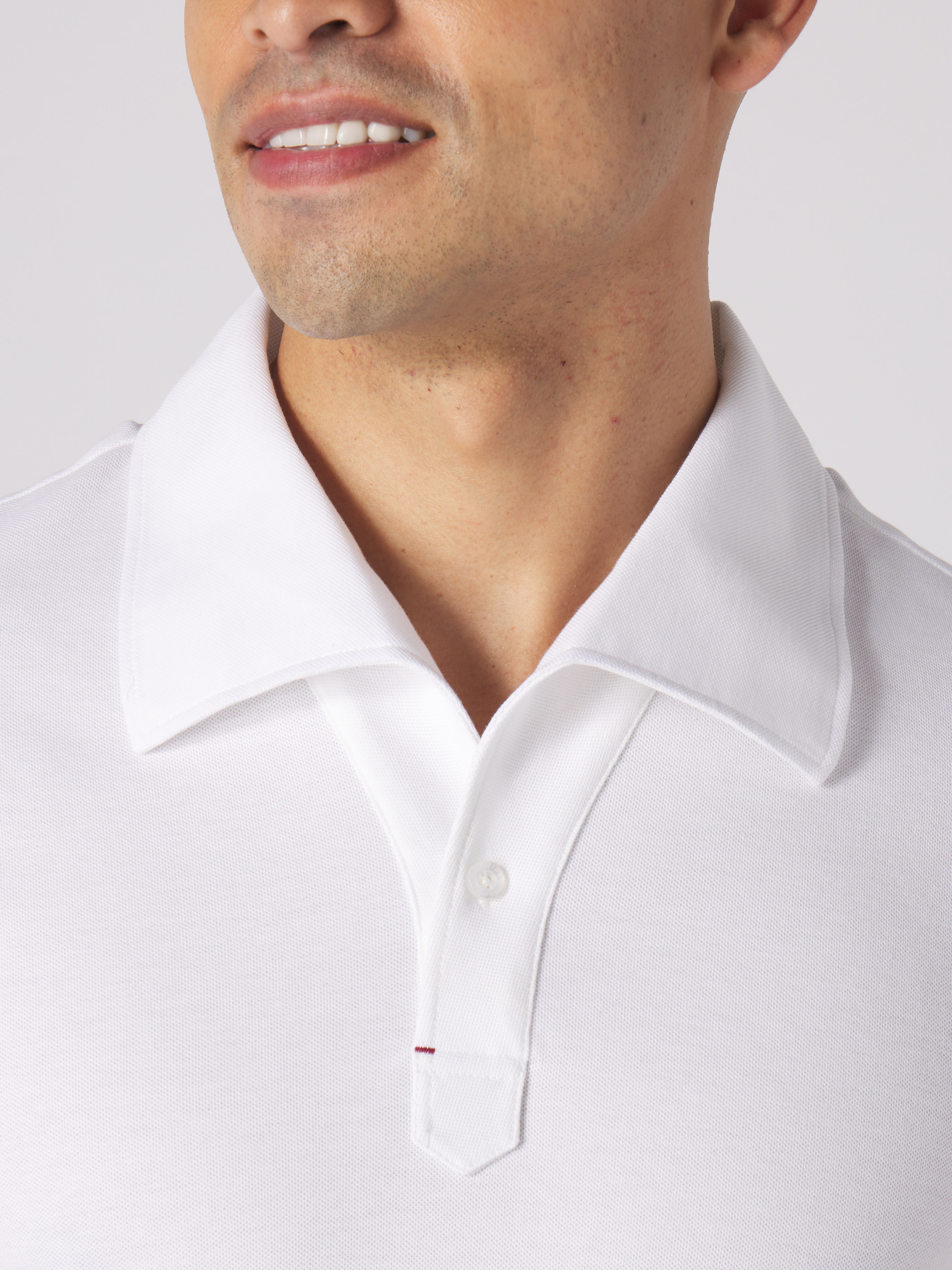 Oversized Collar Pique Polo Shirt - White | TheManRefined