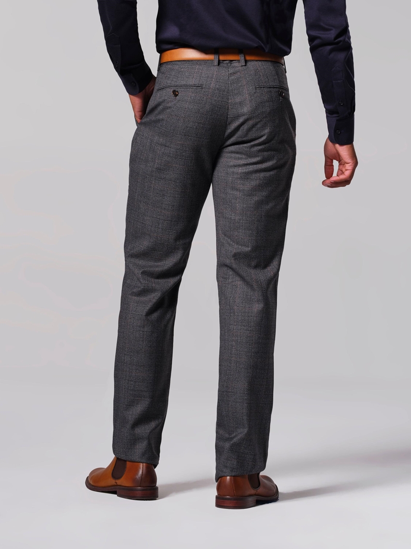 Men's Plaid Dress Pants Straight Leg Slim Fit Stretch Business