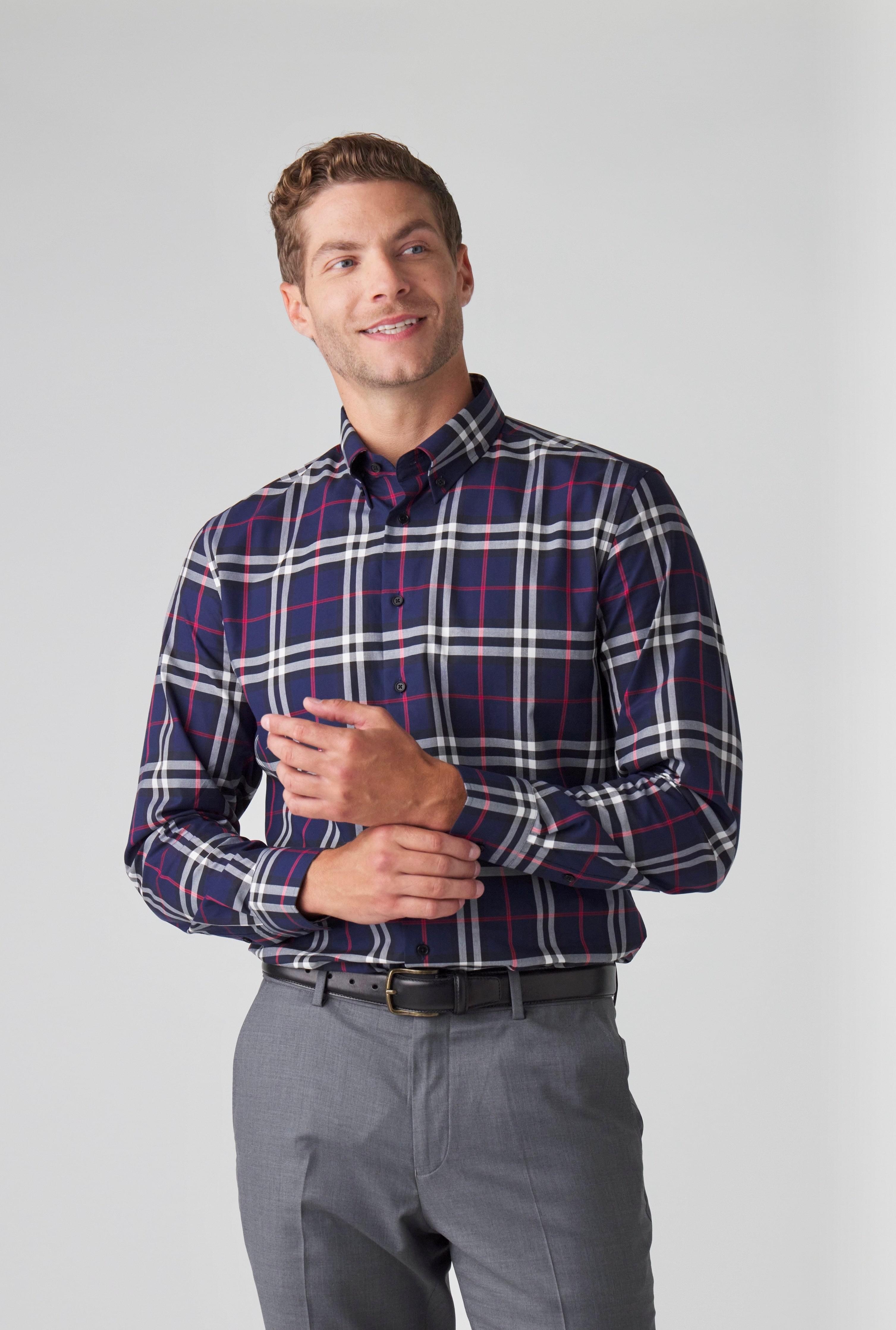 Plaid shirt hot sale business casual