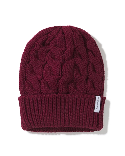 Cable Knit Beanie - Maroon
