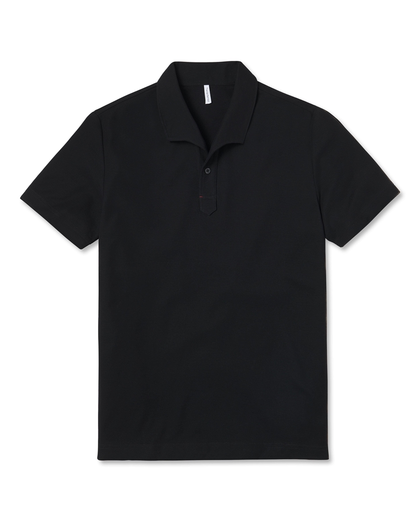 Oversized Collar Pique Polo Shirt - Black | TheManRefined