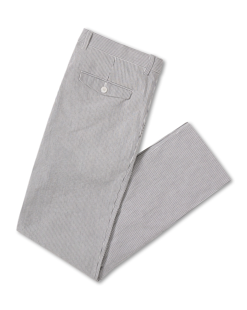 Seersucker Cotton Pants - Grey Stripe