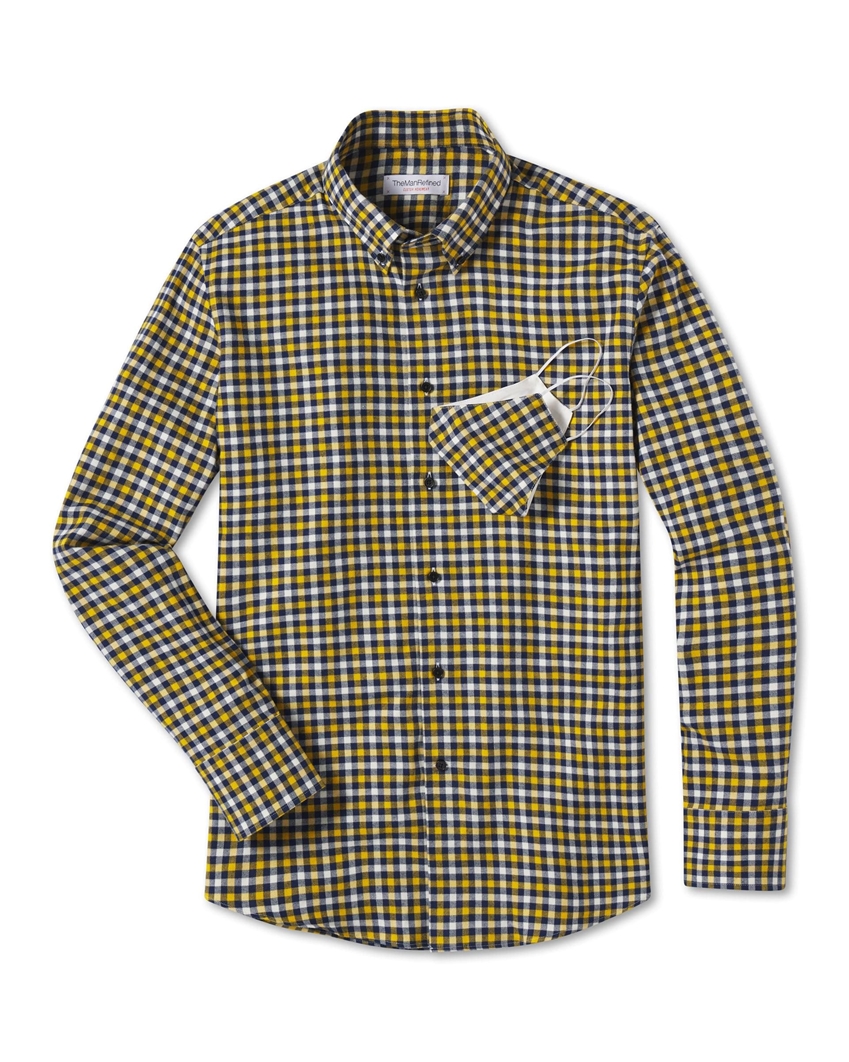 Gingham Lightweight Flannel Shirt - Yellow / Navy