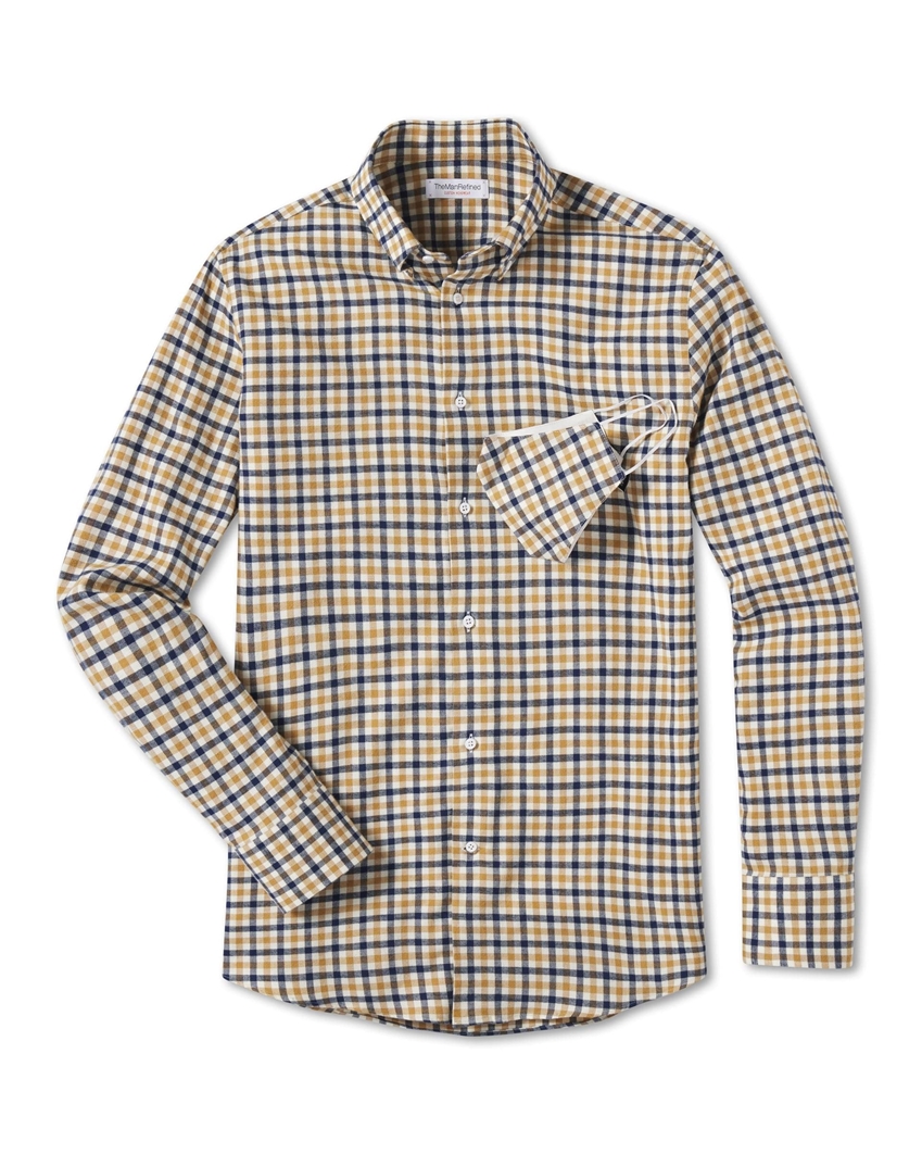 Gingham Lightweight Flannel Shirt - Taffy / Navy