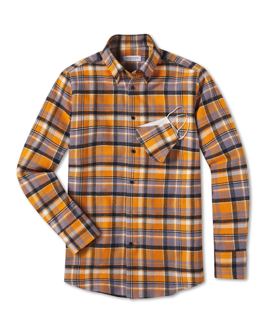 Big Plaid Heavyweight Flannel Shirt - Orange/Black
