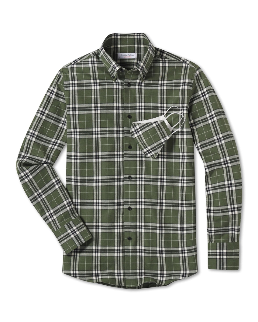 Big Plaid Lightweight Flannel Shirt - Green / Black